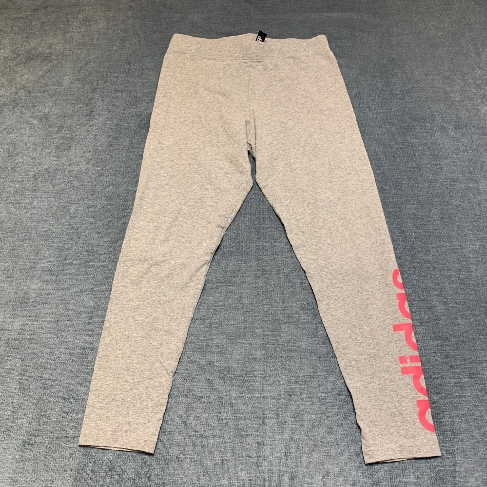Adidas Essentials Linear Tights Womens 29/25.5 Heather Gray Training Workout